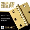 Embassy 3 x 3 Solid Brass Hinge, Polished Brass Finish with Flat Tips 3030US3F-1